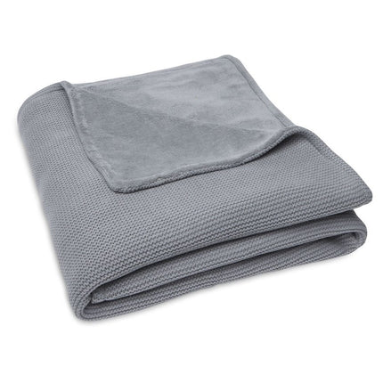 Jollein Ledikantdeken Basic Knit Stone Grey/Fleece 100x150cm - Jollein - Babywinkel - 8717329366145