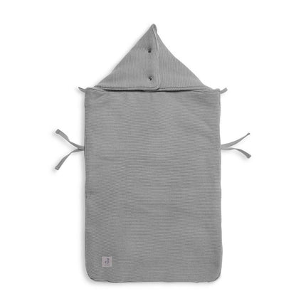 Jollein Voetenzak Autostoel Groep 0+ 3/5 Punts Basic Knit Stone Grey - Jollein - Babywinkel - 8717329355422