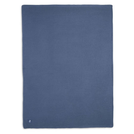 Jollein Wiegdeken Basic Knit Jeans Blue/Fleece 75x100cm - Jollein - Babywinkel - 8717329366121