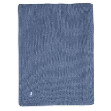 Jollein Wiegdeken Basic Knit Jeans Blue/Fleece 75x100cm - Jollein - Babywinkel - 8717329366121