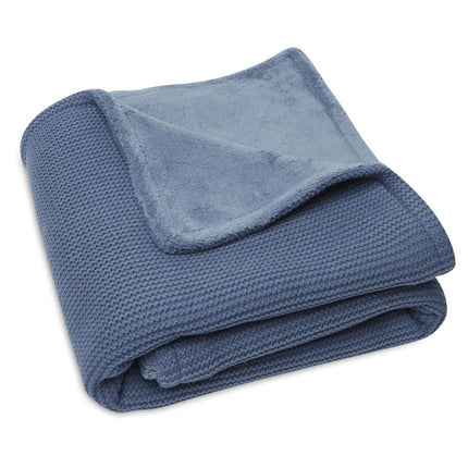 Jollein Wiegdeken Basic Knit Jeans Blue/Fleece 75x100cm - Jollein - Babywinkel - 8717329366121