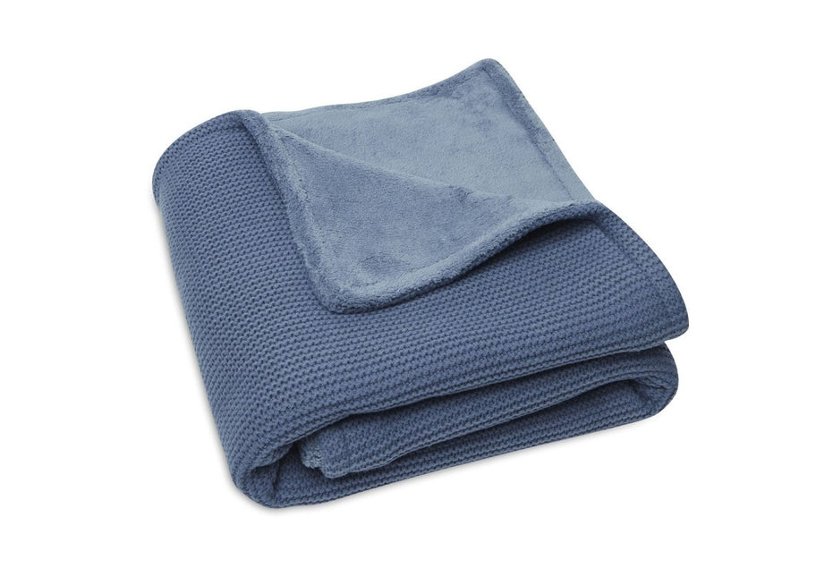 Jollein Wiegdeken Basic Knit Jeans Blue/Fleece 75x100cm - Jollein - Babywinkel - 8717329366121
