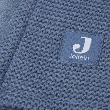 Jollein Wiegdeken Basic Knit Jeans Blue/Fleece 75x100cm - Jollein - Babywinkel - 8717329366121