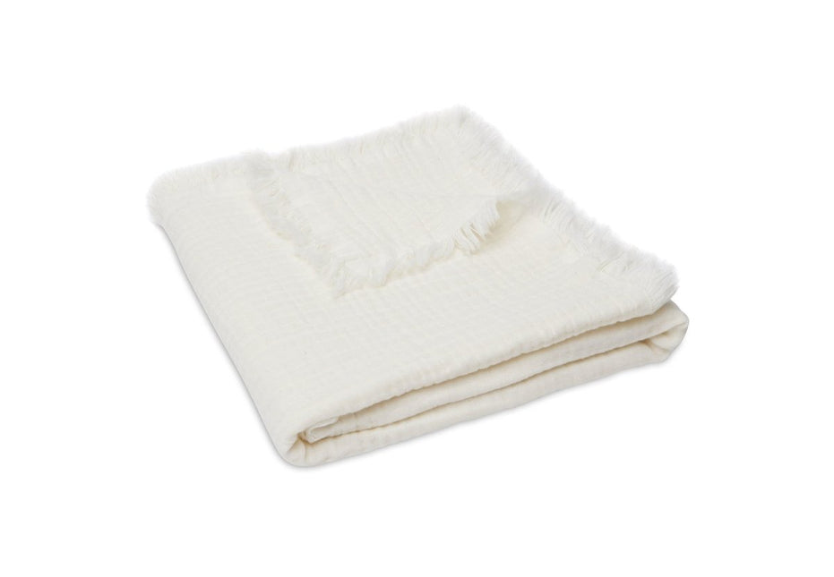 Jollein Wiegdeken Muslin Fringe Ivory 75x100cm - Babywinkel - 8717329365315