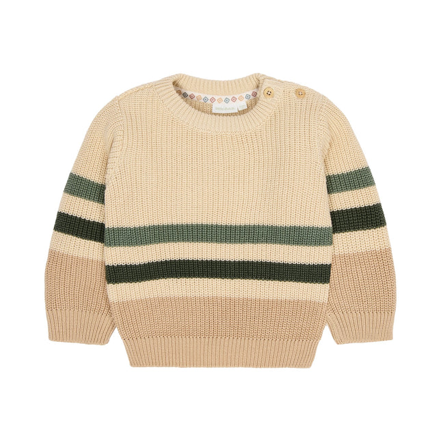 Little Dutch Baby Sweater Stripe Warm Taupe