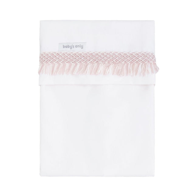 Ledikantlaken gebreide bies Happiness oud roze/ecru 120x150 cm - Babywinkel - 8721052102895