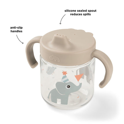 Leerbeker met tuit en handvatten Celebration Sand koop je bij Babywinkel