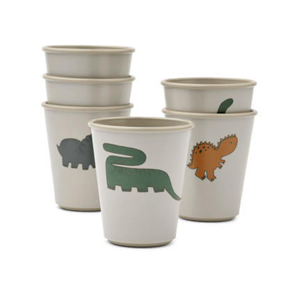 Liewood Bekertje Lana 6 - Pack Dinosaurs / Mist - Liewood - Babywinkel - 5715493378806