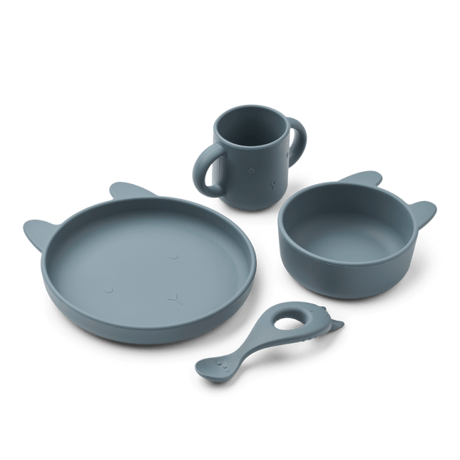 Liewood Kinderservies Set Vivi Whale Blue koop je bij Babywinkel