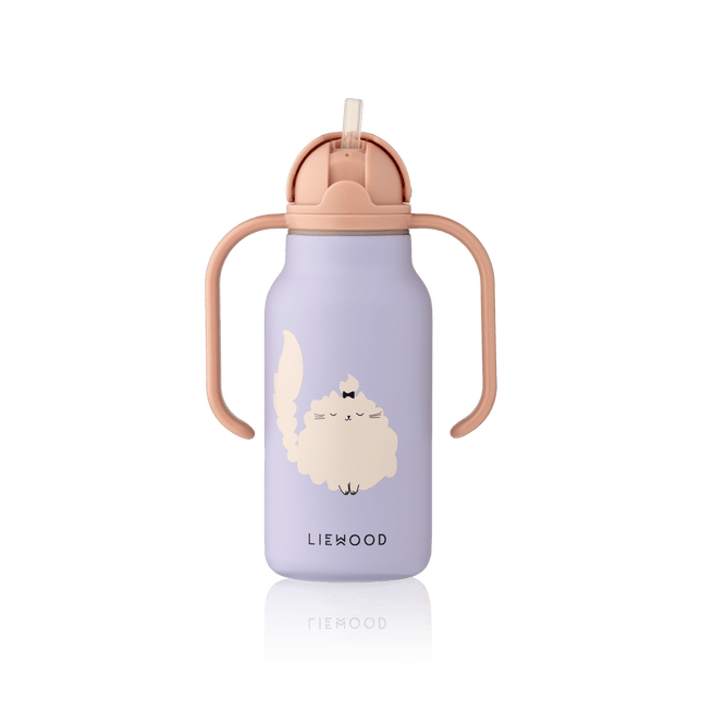 Liewood Waterfles Kimmie Cat / Warm lilac 250ml koop je bij Babywinkel