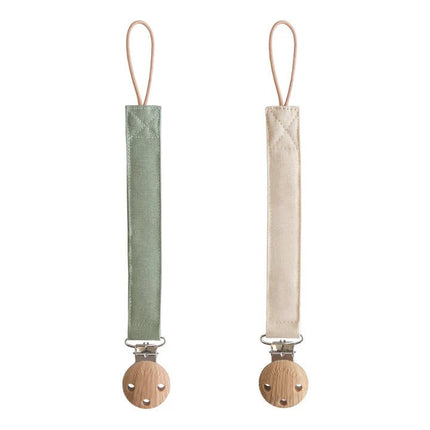 Linen Pacifier Clip 2 - Pack - Mushie - Babywinkel - 840355800630