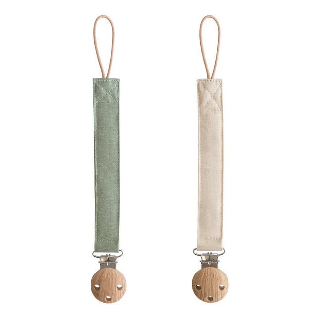 Linen Pacifier Clip 2 - Pack - Mushie - Babywinkel - 840355800630