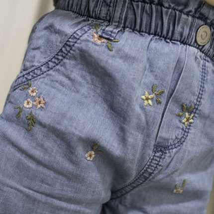 Little Dutch Baby Broekje Kort Denim Geborduurd - Little Dutch - Babywinkel - 8720986870153