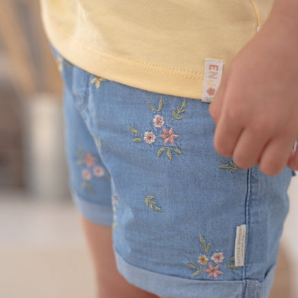 Little Dutch Baby Broekje Kort Denim Geborduurd - Little Dutch - Babywinkel - 8720986870153