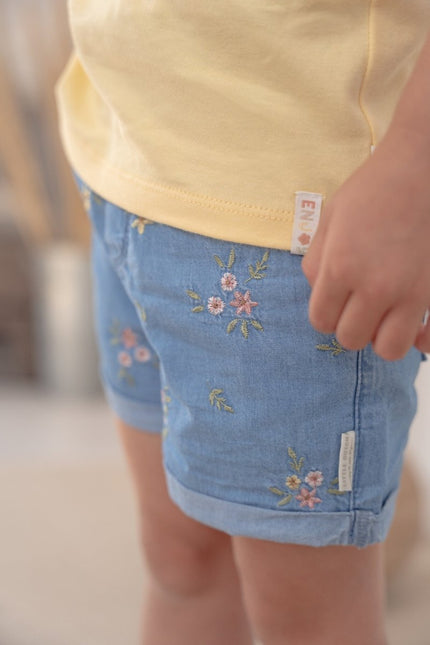 Little Dutch Baby Broekje Kort Denim Geborduurd - Little Dutch - Babywinkel - 8720986870153
