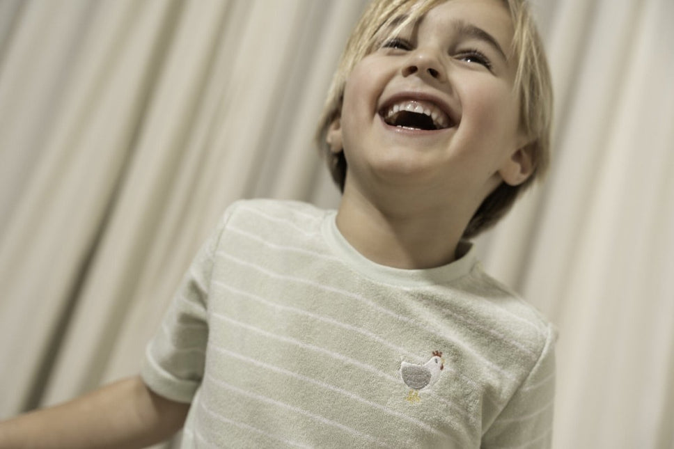 Little Dutch Baby Shirt Korte Mouwen Badstof Farm Green Stripes - Little Dutch - Babywinkel - 8720847025487