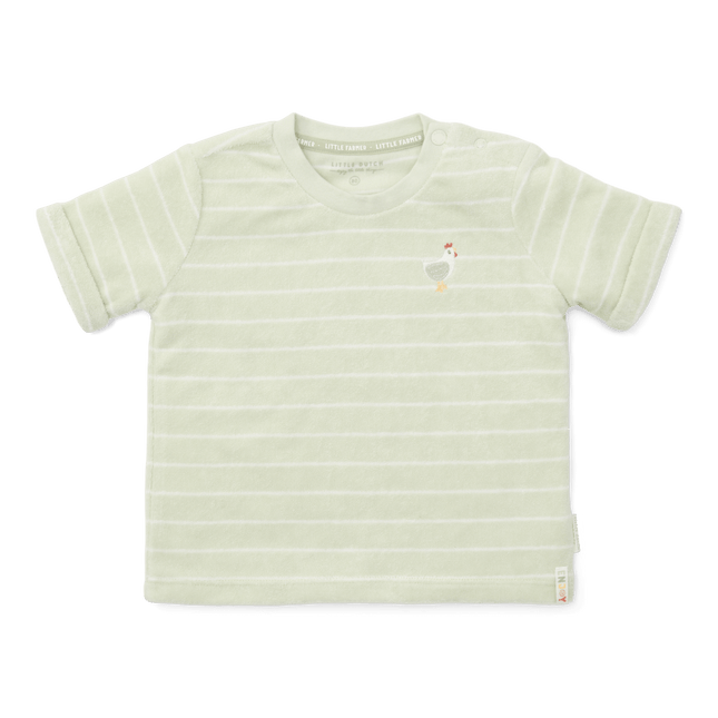 Little Dutch Baby Shirt Korte Mouwen Badstof Farm Green Stripes - Little Dutch - Babywinkel - 8720847025487