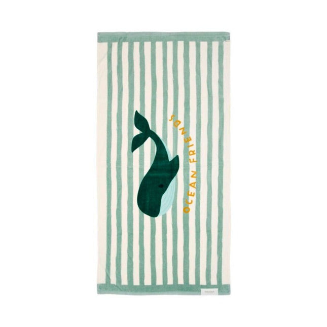 Little Dutch Badlaken Seashells And Stripes Surf Blue - Babywinkel - 8721122575567
