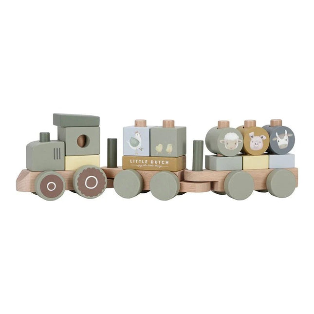 Little Dutch Blokkentrein Tractor Little Farm - Little Dutch - Babywinkel - 8713291771543