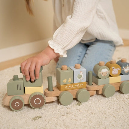 Little Dutch Blokkentrein Tractor Little Farm - Little Dutch - Babywinkel - 8713291771543
