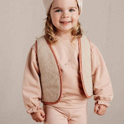 Little Dutch Giletje Winter Omkeerbaar Sand/Warm Rose Blooming Flower Girls - Little Dutch - Babywinkel - 8720986875394