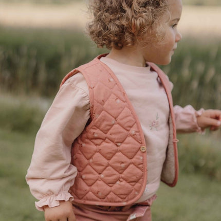 Little Dutch Giletje Winter Omkeerbaar Sand/Warm Rose Blooming Flower Girls - Little Dutch - Babywinkel - 8720986875394