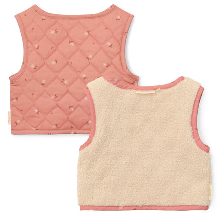 Little Dutch Giletje Winter Omkeerbaar Sand/Warm Rose Blooming Flower Girls - Little Dutch - Babywinkel - 8720986875394