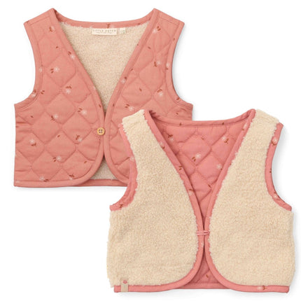Little Dutch Giletje Winter Omkeerbaar Sand/Warm Rose Blooming Flower Girls - Little Dutch - Babywinkel - 8720986875394