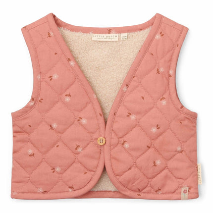 Little Dutch Giletje Winter Omkeerbaar Sand/Warm Rose Blooming Flower Girls - Little Dutch - Babywinkel - 8720986875394
