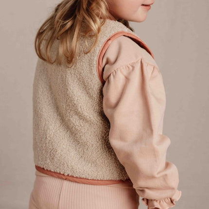 Little Dutch Giletje Winter Omkeerbaar Sand/Warm Rose Blooming Flower Girls - Little Dutch - Babywinkel - 8720986875394