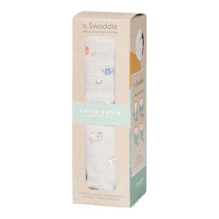 Little Dutch Hydrofiele Doek 120x120 Little Farm - Little Dutch - Babywinkel - 8720847024060