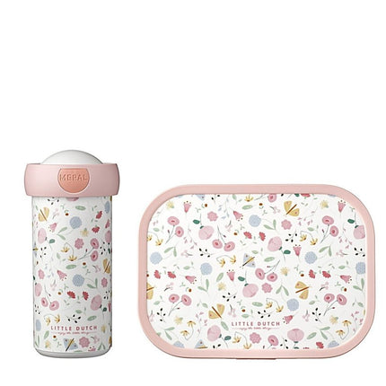 Little Dutch Lunchset Campus Schoolbeker+Lunchbox Flowers & Butterflies - Little Dutch - Babywinkel - 8720294016496