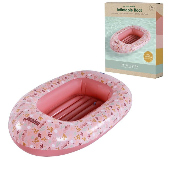 Little Dutch Opblaasboot Ocean Dreams Pink 100X67cm - Little Dutch - Babywinkel - 8712051128535