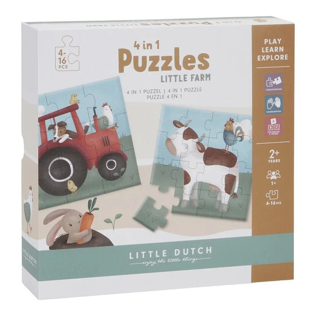 Little Dutch Puzzel 4 In 1 Little Farm - Little Dutch - Babywinkel - 8713291771536