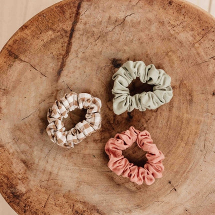 Little Dutch Scrunchie Warm Rose/Brown Check/Green 3St - Little Dutch - Babywinkel - 8720986876230
