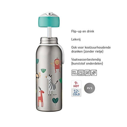 Little Dutch Thermosfles Flip - Up Campus 350ml Flowers & Butterflies - Little Dutch - Babywinkel - 8720294016502