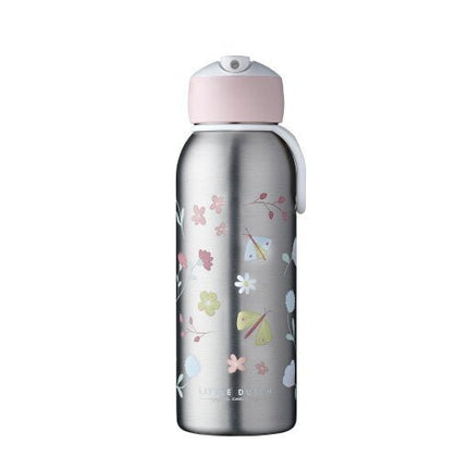 Little Dutch Thermosfles Flip - Up Campus 350ml Flowers & Butterflies - Little Dutch - Babywinkel - 8720294016502