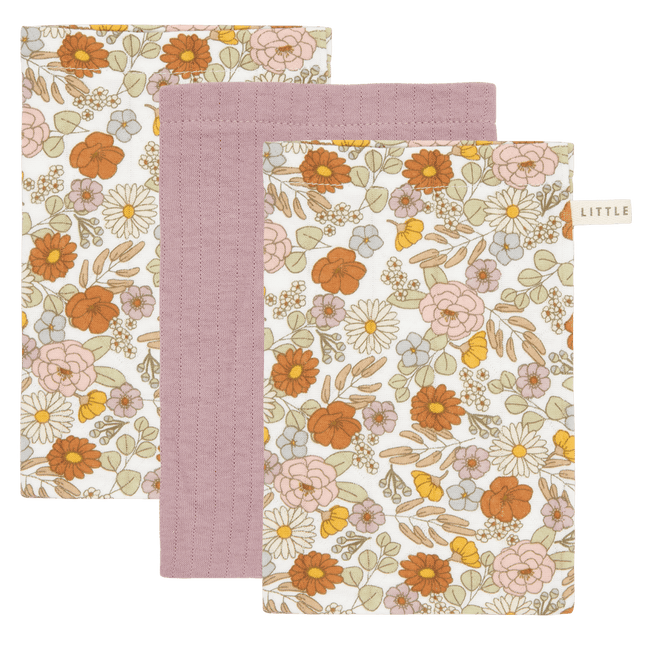 Little Dutch Washandje Set Vintage Little Flowers Pure Mauve 2st - Little Dutch - Babywinkel - 8718734810278