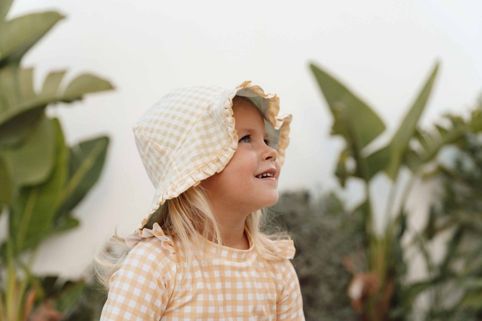 Little Dutch Zonnehoedje Baby Reversible Sea Green/Sunshine Checks - Little Dutch - Babywinkel - 8720986871853