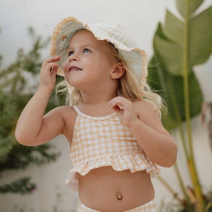 Little Dutch Zonnehoedje Baby Reversible Sea Green/Sunshine Checks - Little Dutch - Babywinkel - 8720986871853