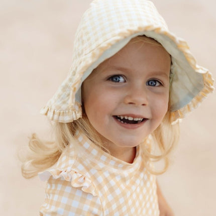 Little Dutch Zonnehoedje Baby Reversible Sea Green/Sunshine Checks - Little Dutch - Babywinkel - 8720986871853