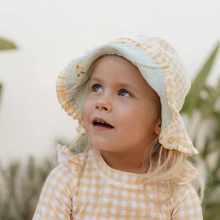 Little Dutch Zonnehoedje Baby Reversible Sea Green/Sunshine Checks - Little Dutch - Babywinkel - 8720986871853