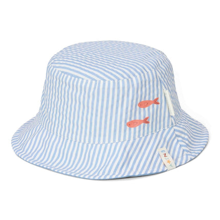 Little Dutch Zonnehoedje Baby Stripes Ocean Blue Omkeerbaar - Babywinkel - 8721122573945