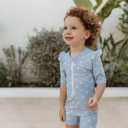 Little Dutch Zwempak Kind Korte Mouwen Ruches Daisies Blue - Little Dutch - Babywinkel - 8720986871914