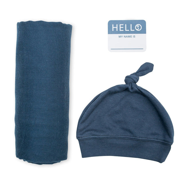Lulujo Hydrofiele Doek Met Muts En Sticker Navy - Lulujo - Babywinkel - 628233456472