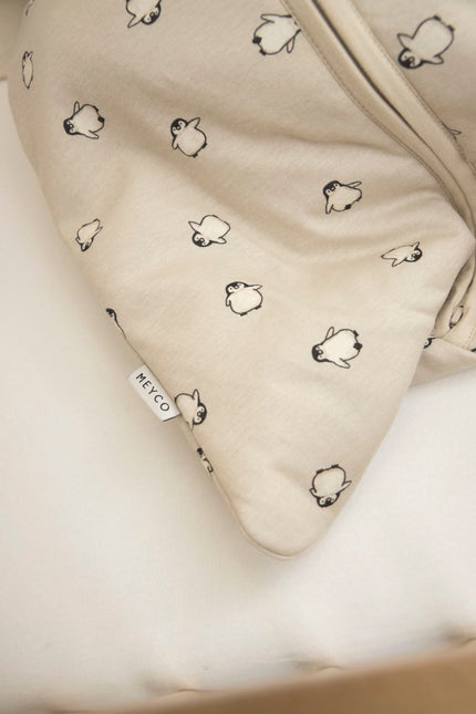 Meyco Baby Penguin Baby Slaapzak Met Afritsbare Mouwen Soft Sand - Meyco - Babywinkel - 4054703823639
