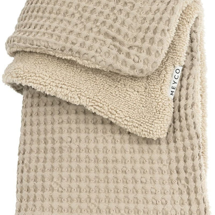 Meyco Baby Wafel Teddy Wiegdeken Sand 75x100cm - Meyco - Babywinkel - 4054703218336