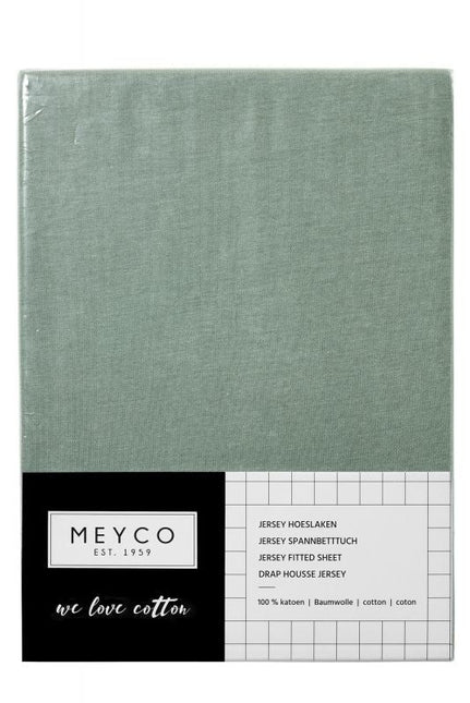 Meyco Hoeslaken Jersey Stone Green 60x120cm - Meyco - Babywinkel - 4054703564228