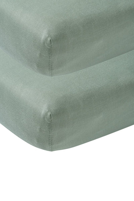 Meyco Hoeslaken Jersey Stone Green 70x140/150 cm 2st - Meyco - Babywinkel - 4054703652222