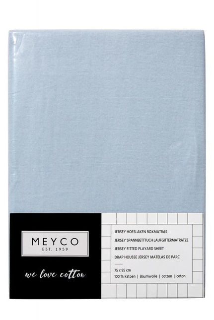 Meyco Hoeslaken Jersy Boxmatras Lichtblauw 75x95cm - Meyco - Babywinkel - 4054703566031